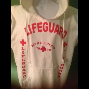 Lifeguard sleeveless hoodie white Myrtle Beach M